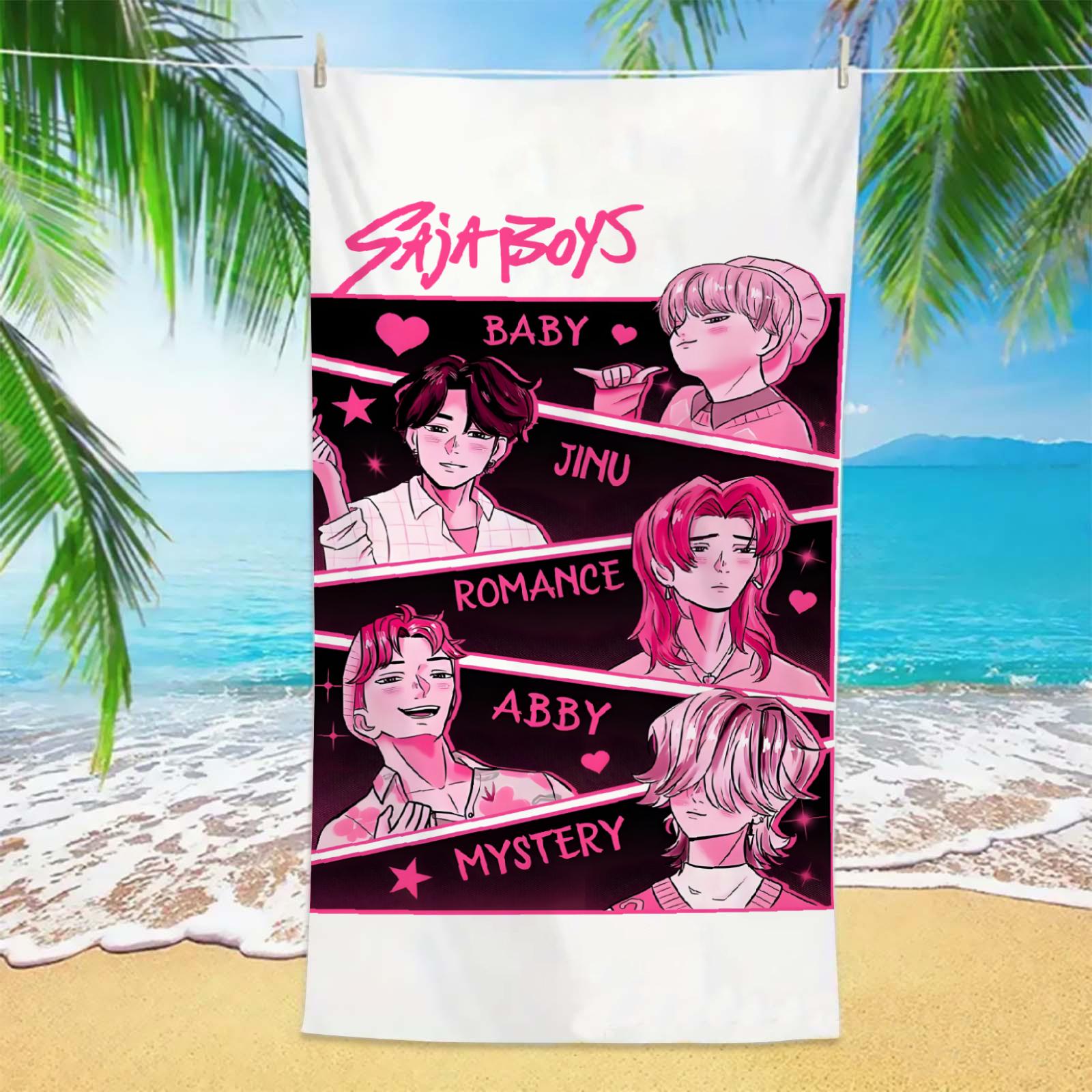 Asciugamani da spiaggia K-POP D-Demon-Hunters Microfibra Antisabbia Asciugamano da bagno ad asciugatura rapida Migliori regali di compleanno per ragazze donne Festa di nuoto 80x160cm&1pc