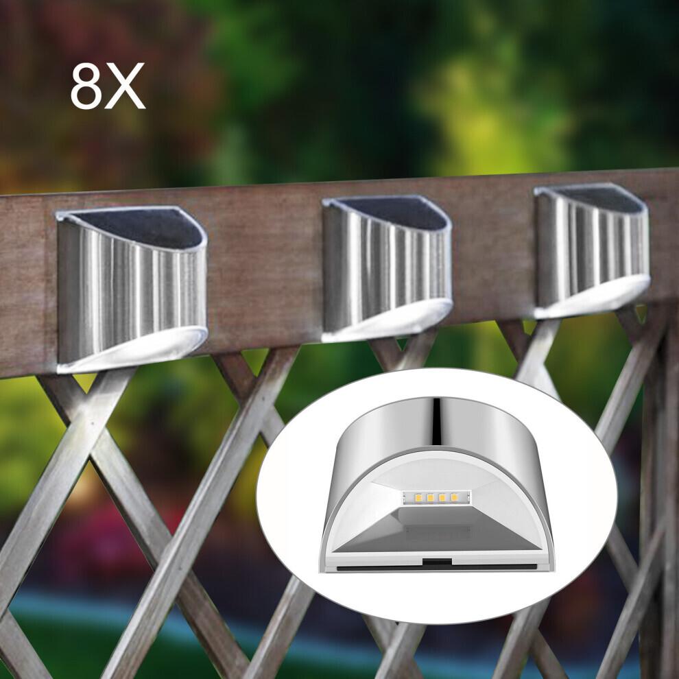 8-Pack Solar LED Garden Fence Lights - Wireless, Waterproof Wall/Patio Outdoor Security Lamps