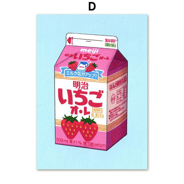 Japońska zupa Sardynka w puszkach Truskawka Róża Herbata Jedzenie Wall Art Painting Nordic Plakaty Zapakowane zdjęcia z nadrukiem Wystrój salonu