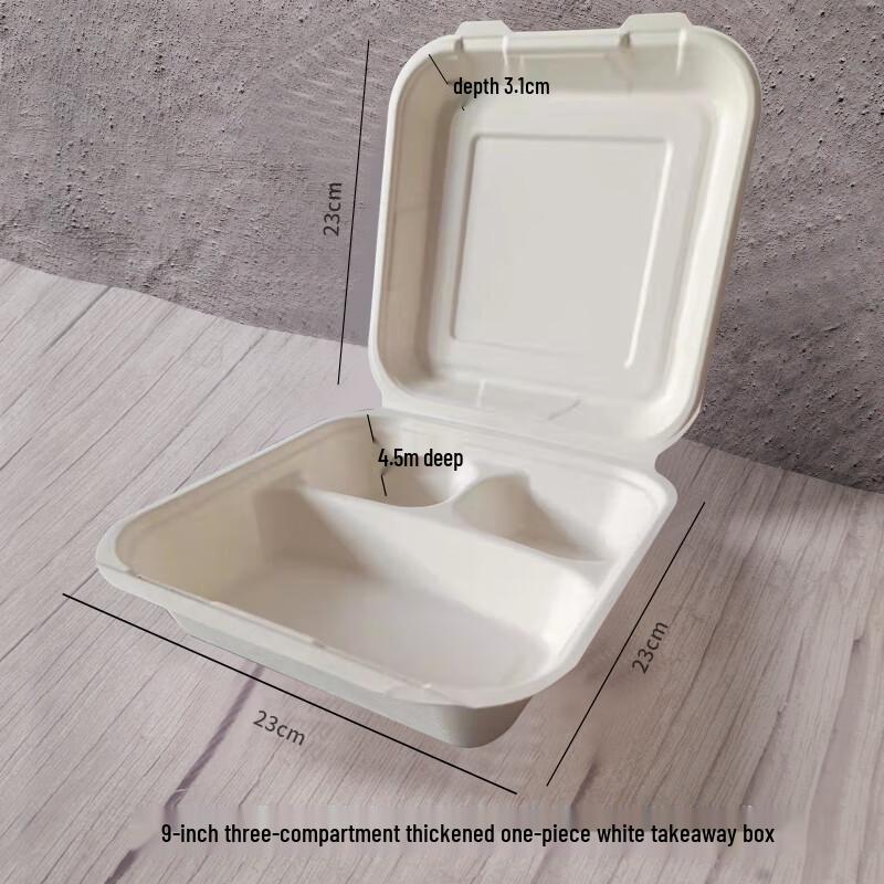 Shixun 9-inch 3-Compartment Biodegradable Takeout Boxes