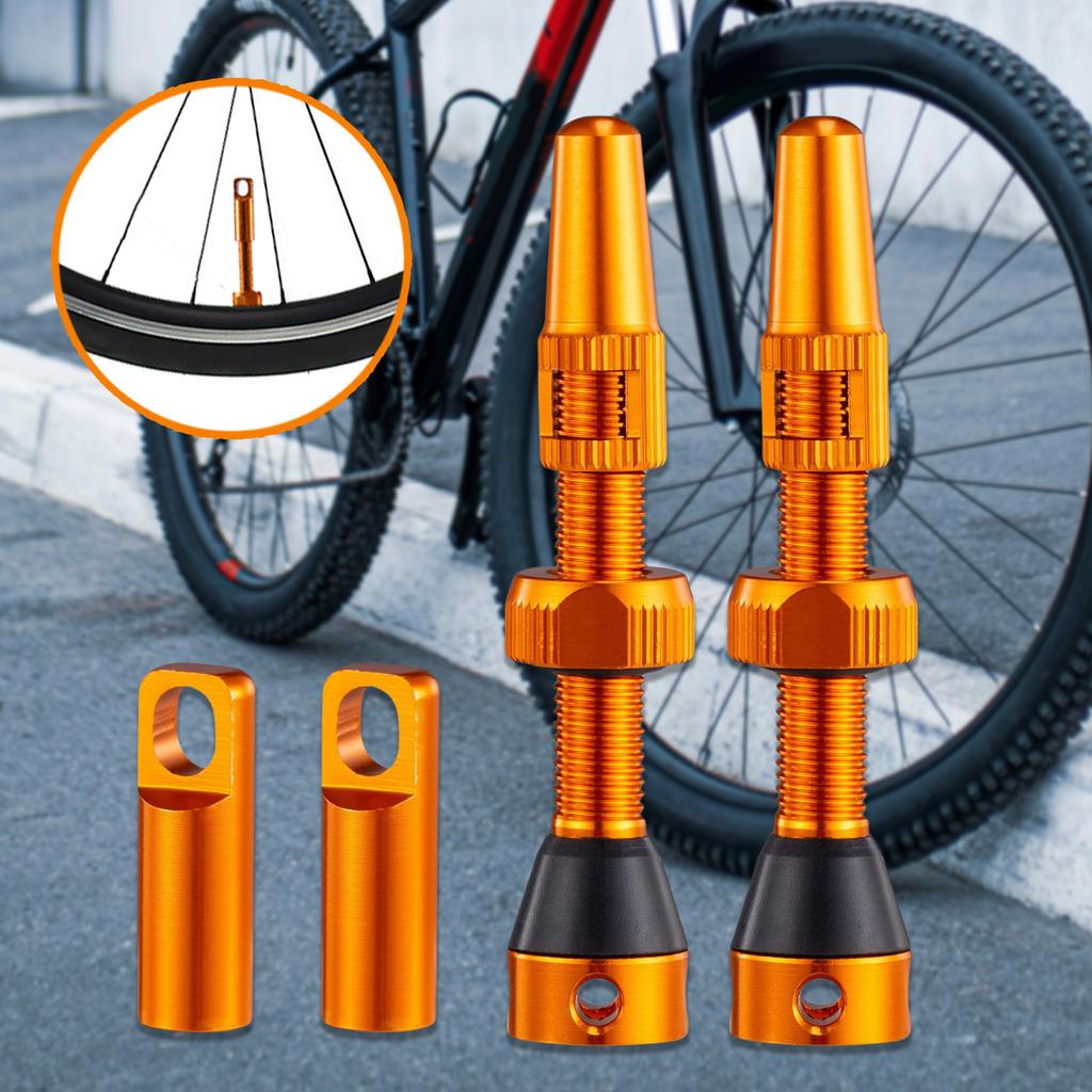 Tubeless Presta Valve Stem 60mm Lightweight Alloy Presta Valve Stem with Valve Core Remover Tool and Valve Stem Caps