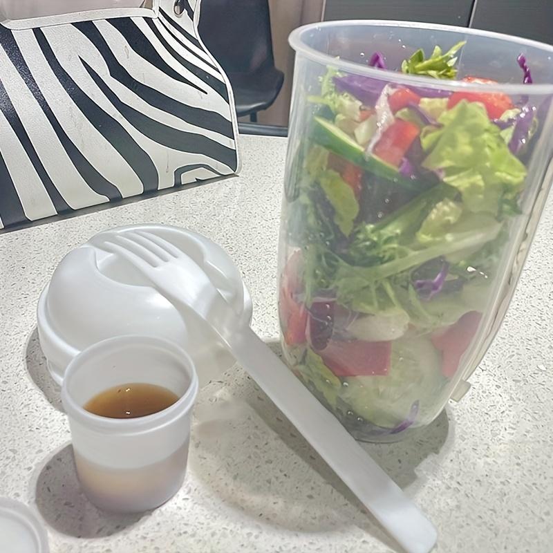 1 ks Přenosný kelímek na snídani/salát s víčky, lžičkou a vidličkou - Zdravá nádoba na oběd pro jogurt, mléko