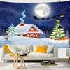 New Year Christmas Decoration Snow House Nature Cat Tapestry Kawaii Decor Wall Hanging Psychedelic Hippie Aesthetic Home Decor
