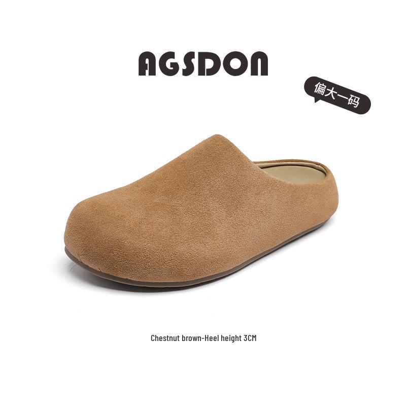 Augustenbao Women's 2025 Autumn Thick-Soled Cotton Slippers: Slip-On Plush Lined Outdoor Mules