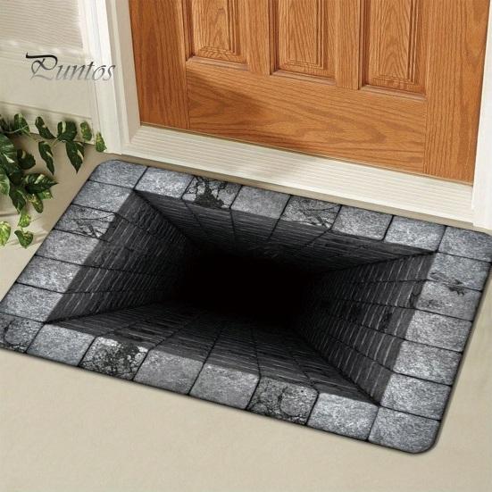 Living Room Floor Mat 3D Optical Illusion Non-Slip Vision Rug Realistic Carpet Polyester for Bedroom Bathroom Hallway Easy Care Decorative