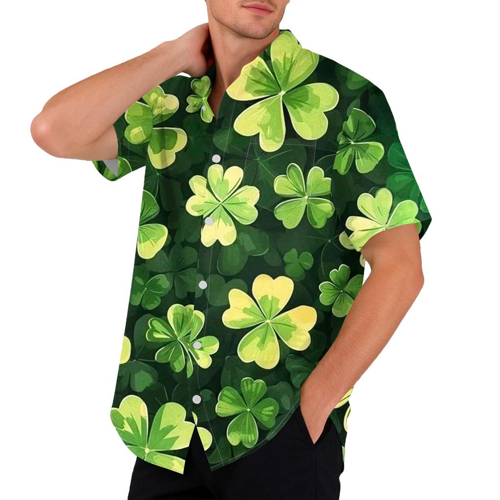 Men's loose and casual flag-print T-shirt, short sleeve shirt