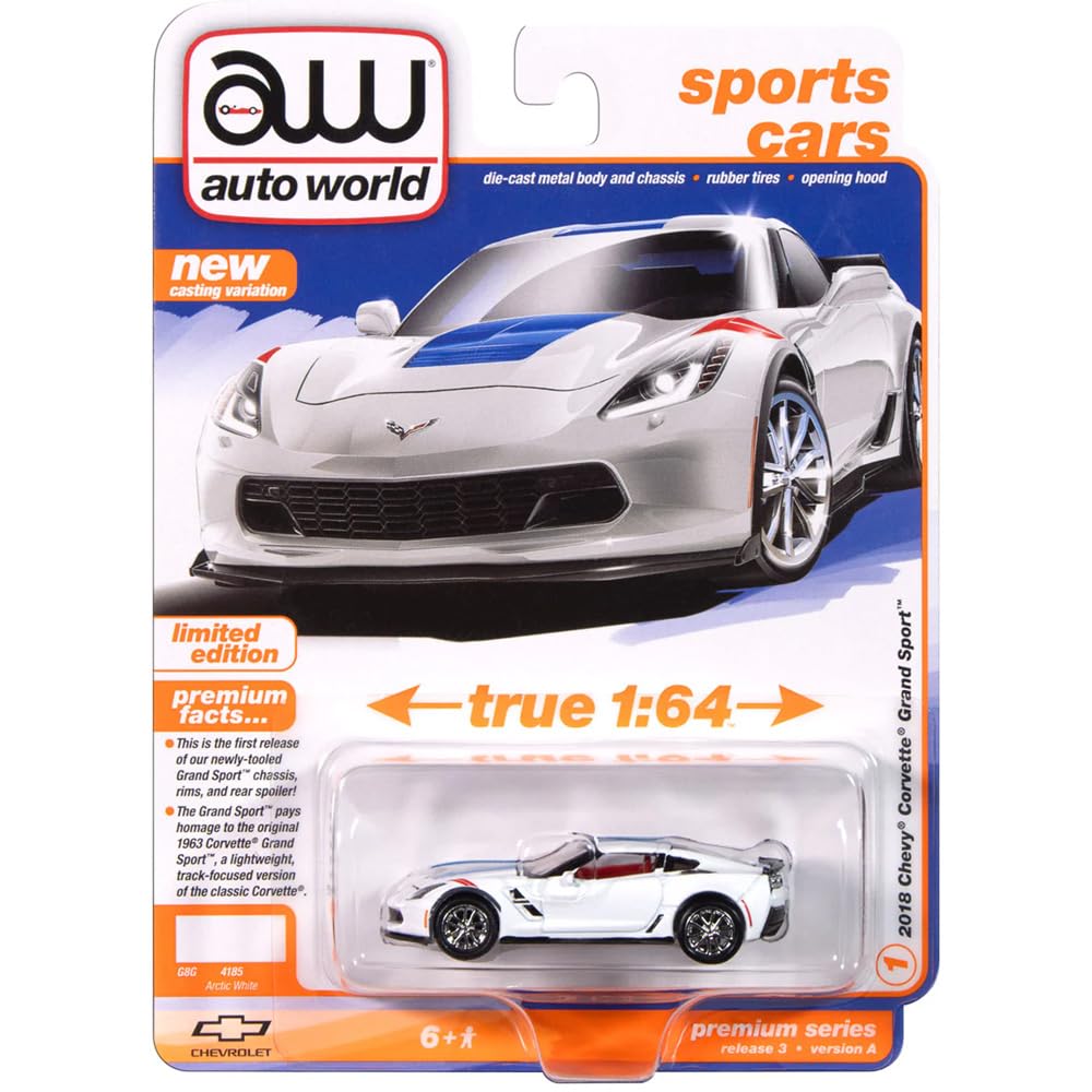 

Auto World масштаб ПРЕМИУМ ВЫПУСК 3 2018 CHEVY CORVETTE GRAND SPORT - 1/64 (АРТИК УАЙТ) AW64452A-01
