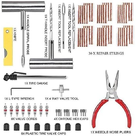 61Pcs Tire Repair Kit, Wheels Quick Seal, Universal Tire Repair Tools For Tire Repair For Car Truck Tractor Trailer Motorcycle