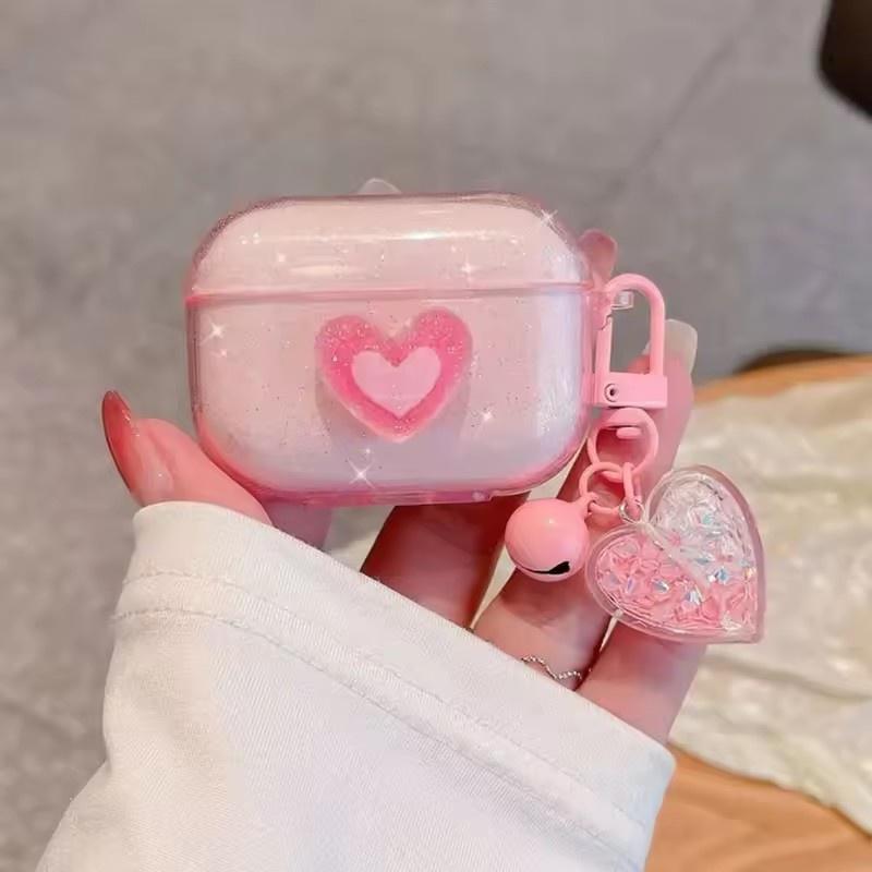 

Милый блестящий чехол-подвеска для наушников Love Crystal в минималистичном стиле для Apple Airpods, защитный чехол для Bluetooth-гарнитуры AirPods 1/2