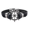 Retro Punk Leather Bracelet for Men Anchor Rudder Naval Jewelry Multi Layer Fashion Gift