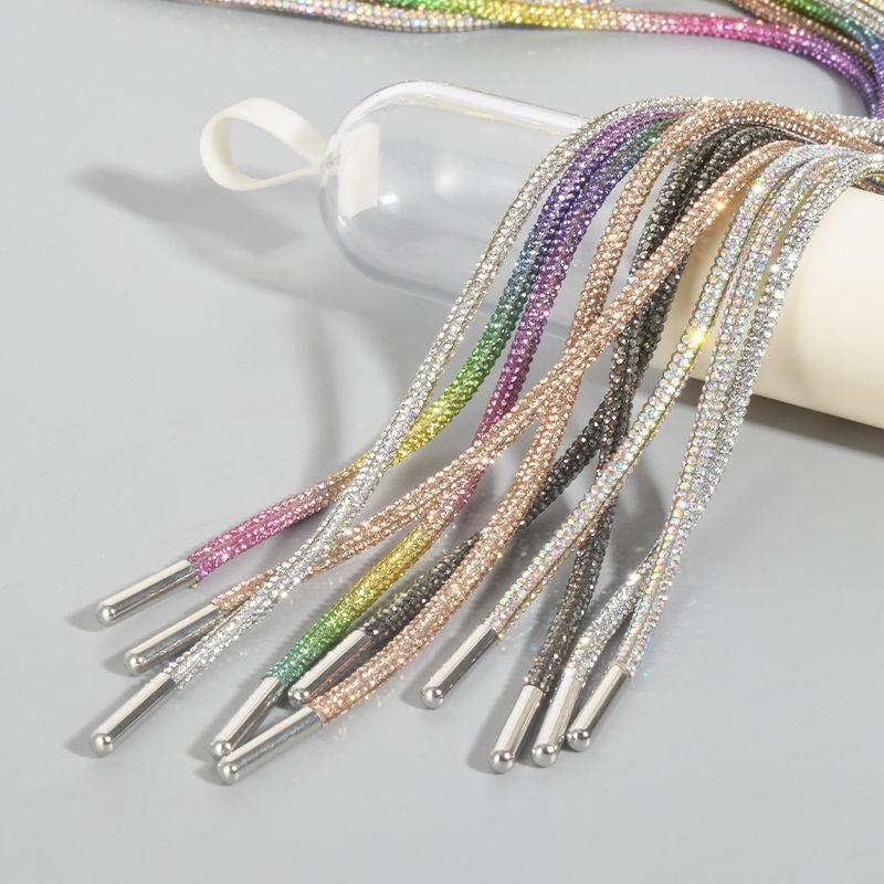 New Fashion Rainbow Diamond Shoelaces for Sneakers Round  DIY Luxury Rhinestone Shoelace Sb Dunk Low Shoe laces Strings
