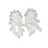 Silver Needle Acrylic Bead Tassel Earrings - Fashionable High-End Stud Earrings for Women
