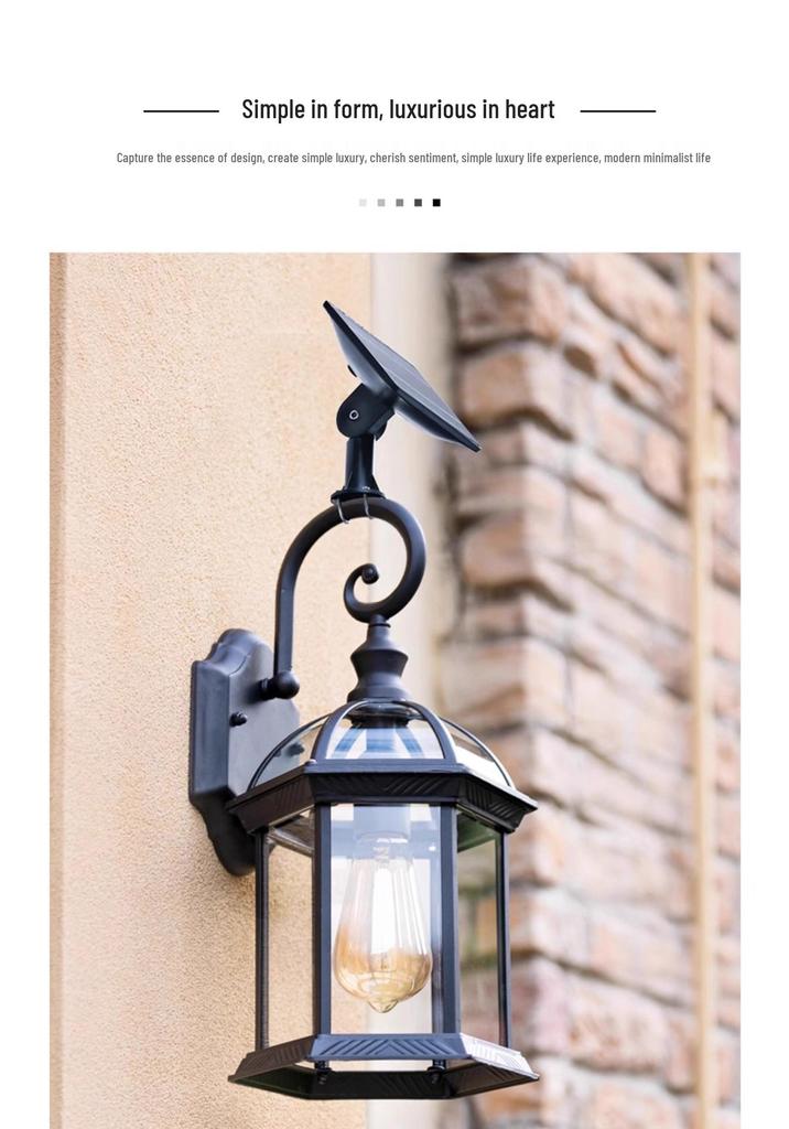European Style Waterproof Solar Wall Lamp: Super Bright Antique Design for Outdoor Courtyards, Corridors, and Villa Hallways