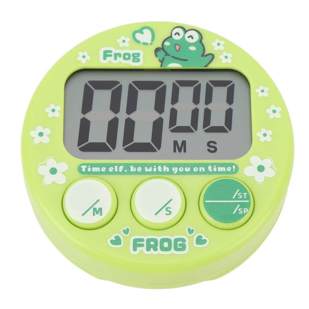 Digitální kuchyňský časovač na vaření pečení magnetický odpočítávání stopky vizuální LCD displej zelený