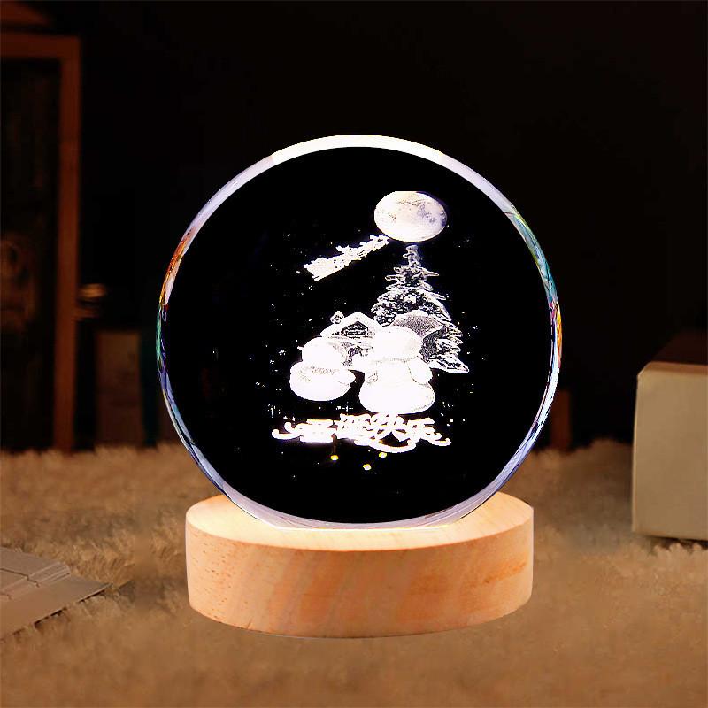 Crystal Ball Night Light With Deer Glass Material Resin Craft Gift Unique Novelty