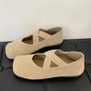 2024 New Solid Color Cross Elastic Mary Jane Sandals Retro Flat-soled Ballet Sandals for Women Outdoor Spring Summer and Autumn