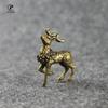 Vintage Copper Deer Ornaments 1 Pair Solid Brass Sika Deer Figurines Lucky Feng Shui Crafts Sculpture Home Office Desk Deoration