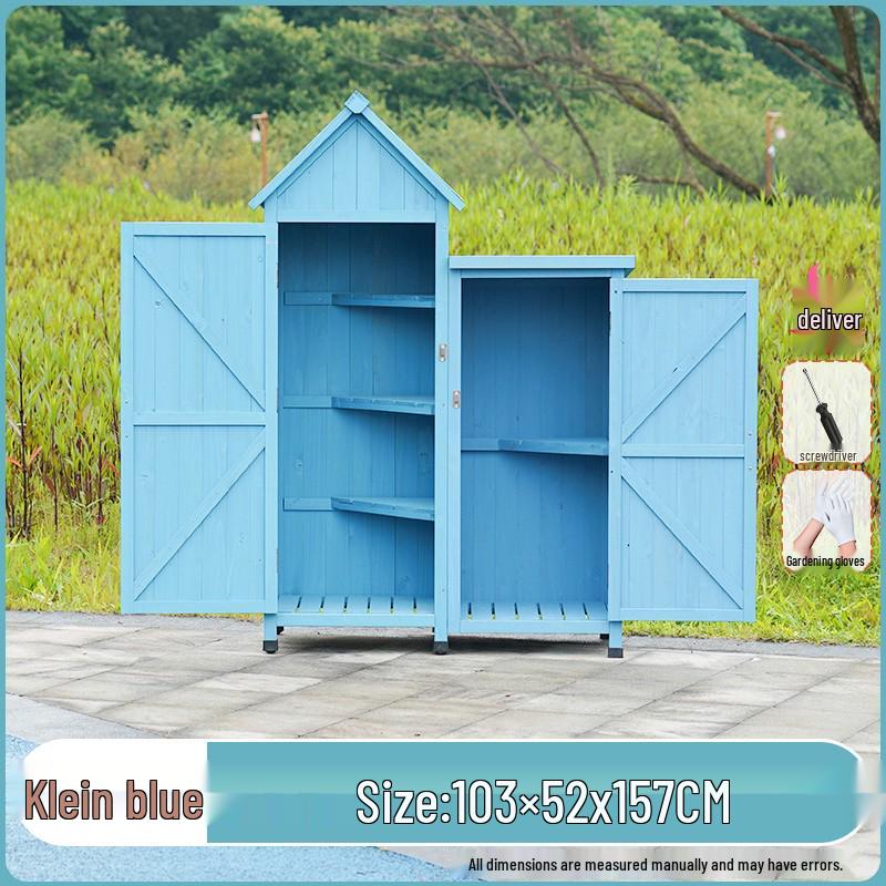 Waterproof Outdoor Wooden Storage Cabinet for Garden Tools - Anti-Corrosion and Sun Protection, Ideal for Courtyard and Balcony Use.