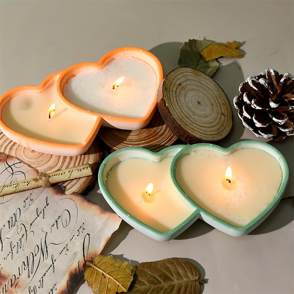 Valentinstag Doppelte Liebe Aromatherapie Kerze Silikonform DIY Herzplatte Kerzenbecher Gips Epoxidharz Formen Heimdeko