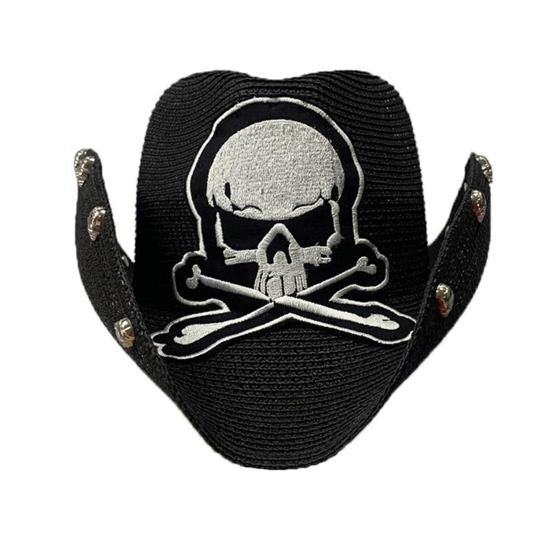 Уникальный Стиль Вышивка Черепа Декоры Шляпа Ковбойская Шляпа Западная Ковбойская Шляпа Унисекс