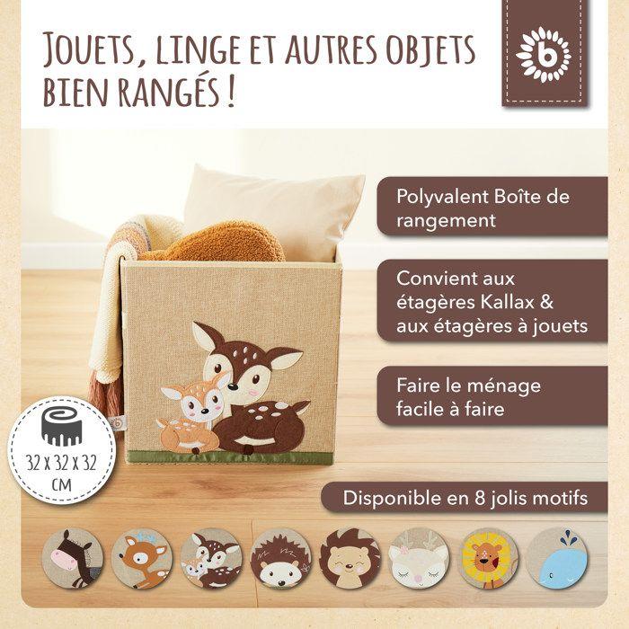 Boîte de rangement - bieco - motif chevreuil - 33x33x33 cm - polyester - 36 litres