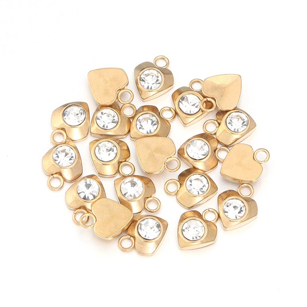 5-10pcs Stainless Steel Heart Star Charms Gold Silver Color Zircon Pendants for DIY Necklace Bracelet Jewelry Making Accessories