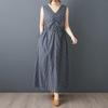 Sleeveless Plus Size Cotton Vintage Plaid New In Dresses for Women Casual Loose Long Summer Dress