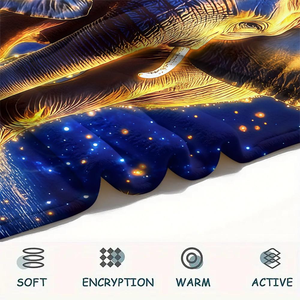 1PC Custom Name Neon Elephant Splash Patterned Flannel Blanket Suitable For All Seasons for Home Decor Warmth and Comfort Gifts Holiday Present_lx