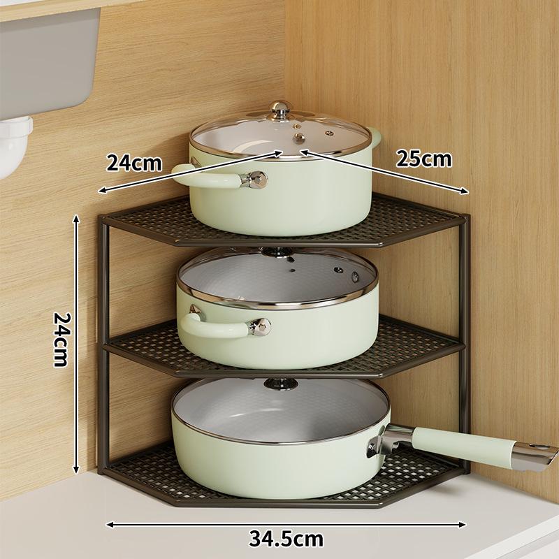 Corner Kitchen Counter Shelf: Multi-layer Pot and Cookware Storage Rack
