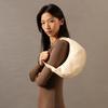 Calvin Klein Minimalist Commuter Pleated Zipper Underarm Bag Crescent Bag Women Shoulder Bag Vanilla-White 4F3010G-QER