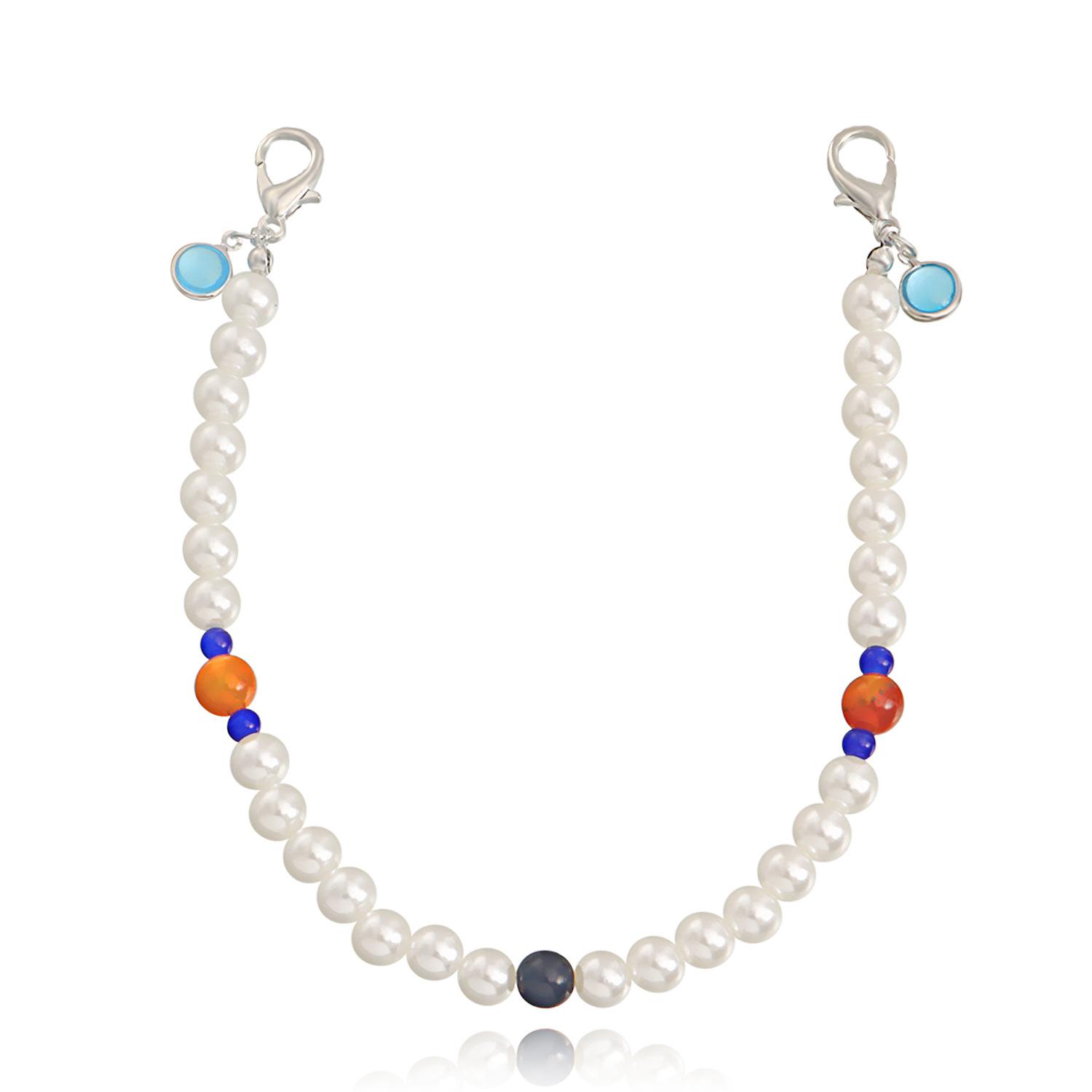 

European and American jewelry, hip-hop punk imitation pearl chain anklet, creative simple bead shoe chain accessories DIY