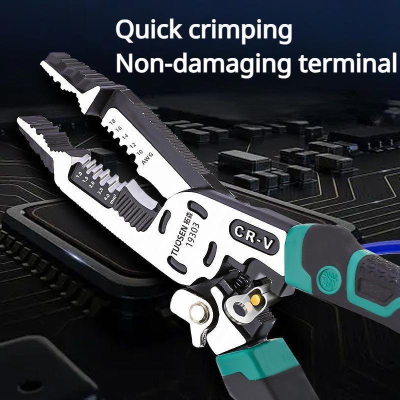 1pc Electrician's Wire Cutting Pliers, Multi-Purpose Wire Stripping Tool, High Carbon Steel Vise