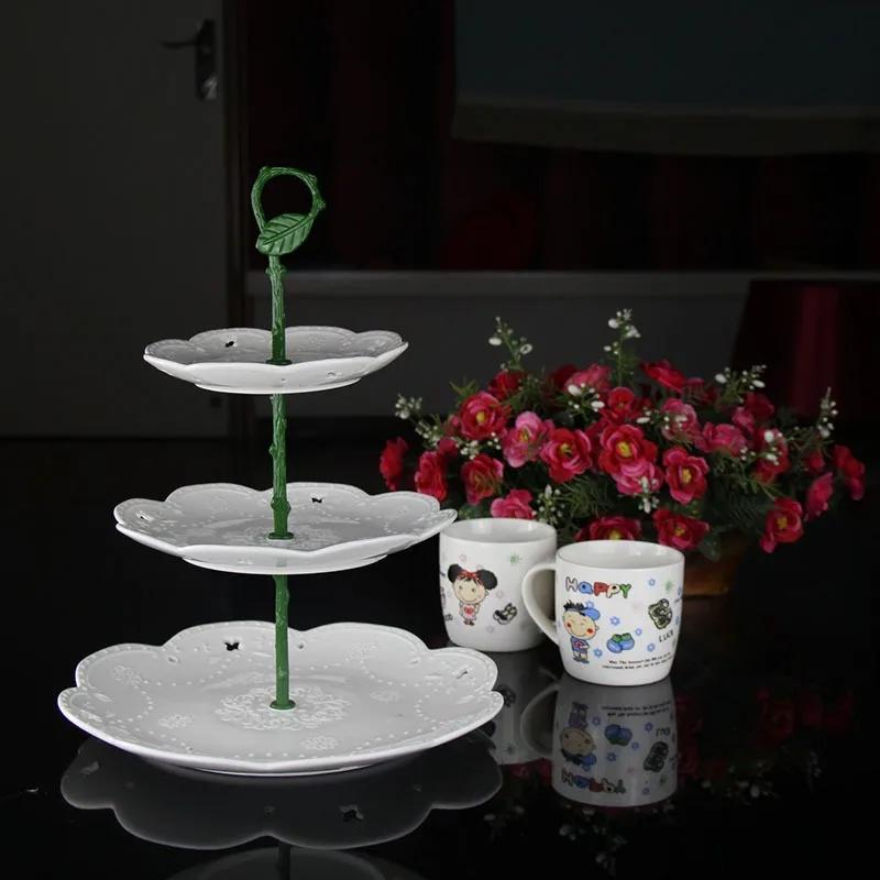 Cake Tray Rack Zinc Alloy Leaf Handle Dim Sum Fruit Tray Bracket Metal String Tray Rack Household Tools Kitchen Baking Supplies