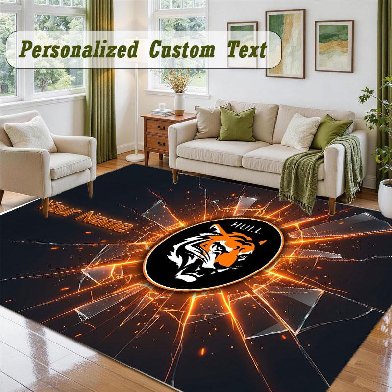 Crystal Velvet Square Rug Custom NameHull City Pattern Non Slip Home Floor Decor Rug