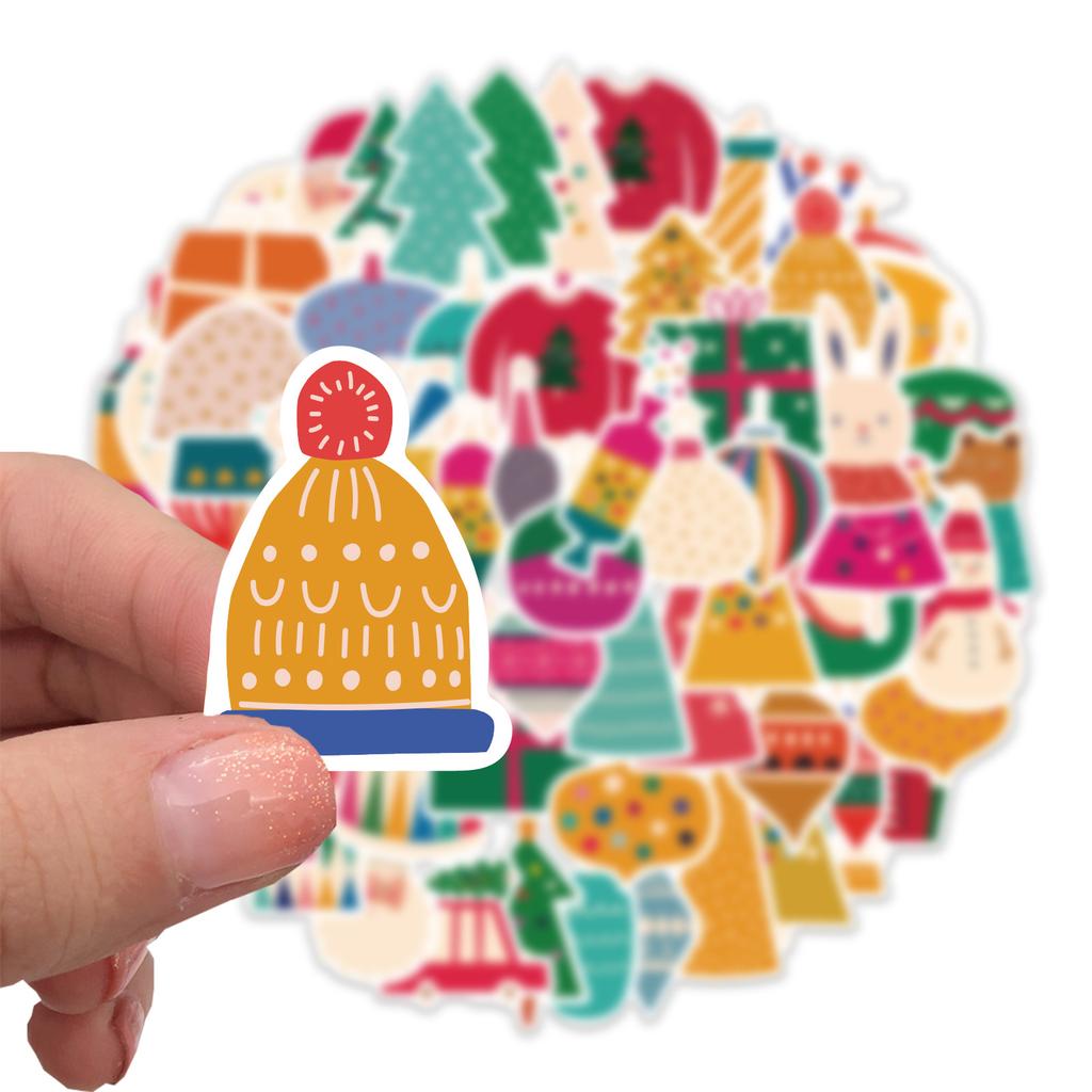 64 Cartoon Christmas Decorations Doodle Stickers Decorate Suitcase Pen Guitar Notebook Waterproof Explosive