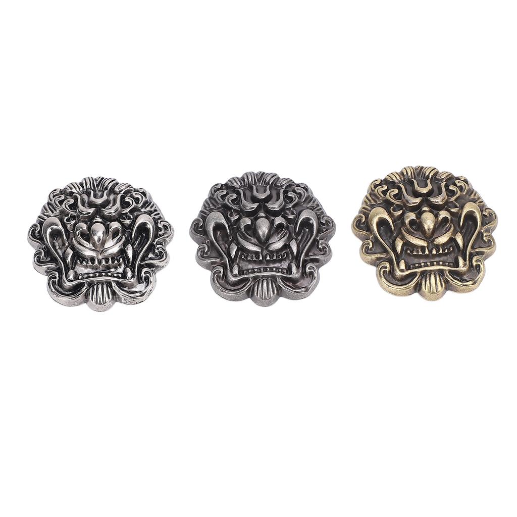 3 Set Dragon Pattern Metal Buttons Vintage Metallic Retro Clothing Buttons for Handcraft
