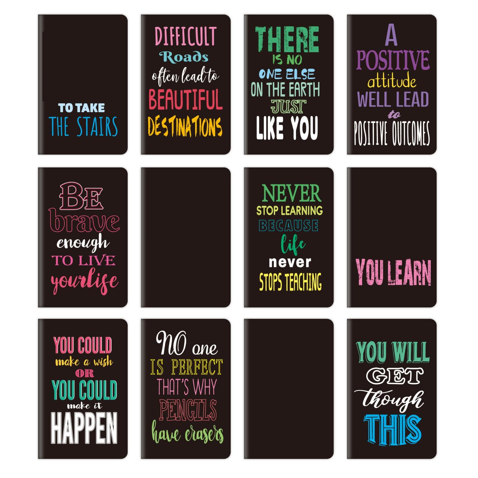 

Набор из 12 мотивирующих блокнотов, маленькие карманные вдохновляющие цитаты, блокноты для детей, студентов, учителей, школьные принадлежности One Size