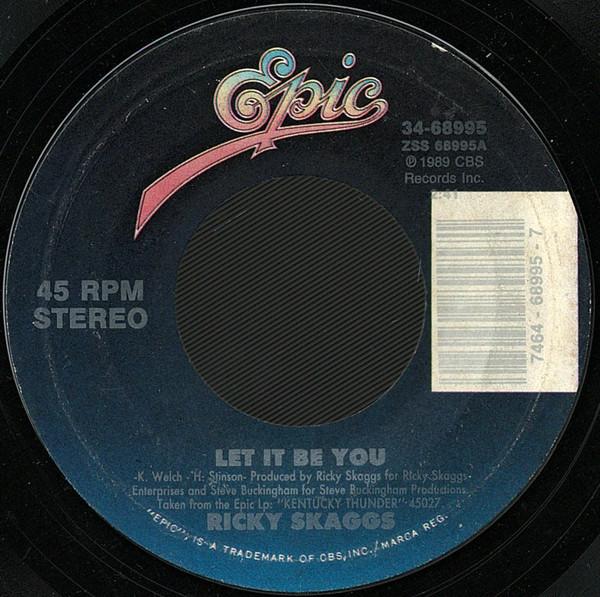 

7-дюймовая пластинка RICKY SKAGGS Let It Be You 3468995 Epic 1989 US CountryFolk Б/у