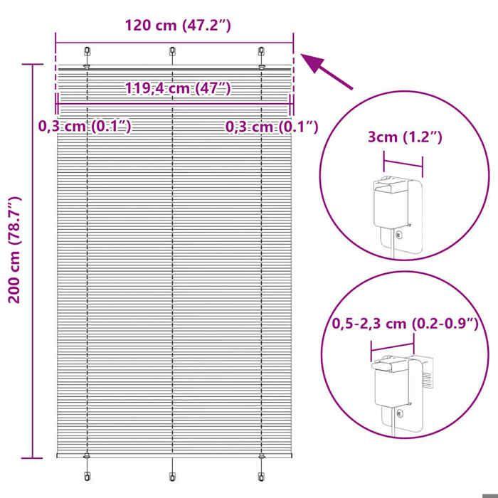 VidaXL Store plissé gris clair 120x200cm largeur du tissu 119,4cm, store plissé de fenêtre, store accordéon, store plissé de 4015368