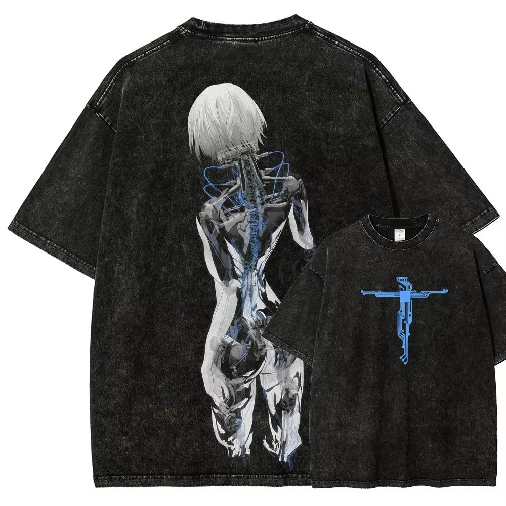 Ghost In The Shell Motoko Kusanagi T Shirt Men Women Cotton Graphic Printed Short Sleeve Round Neck Washed Punk Streetwear Tee