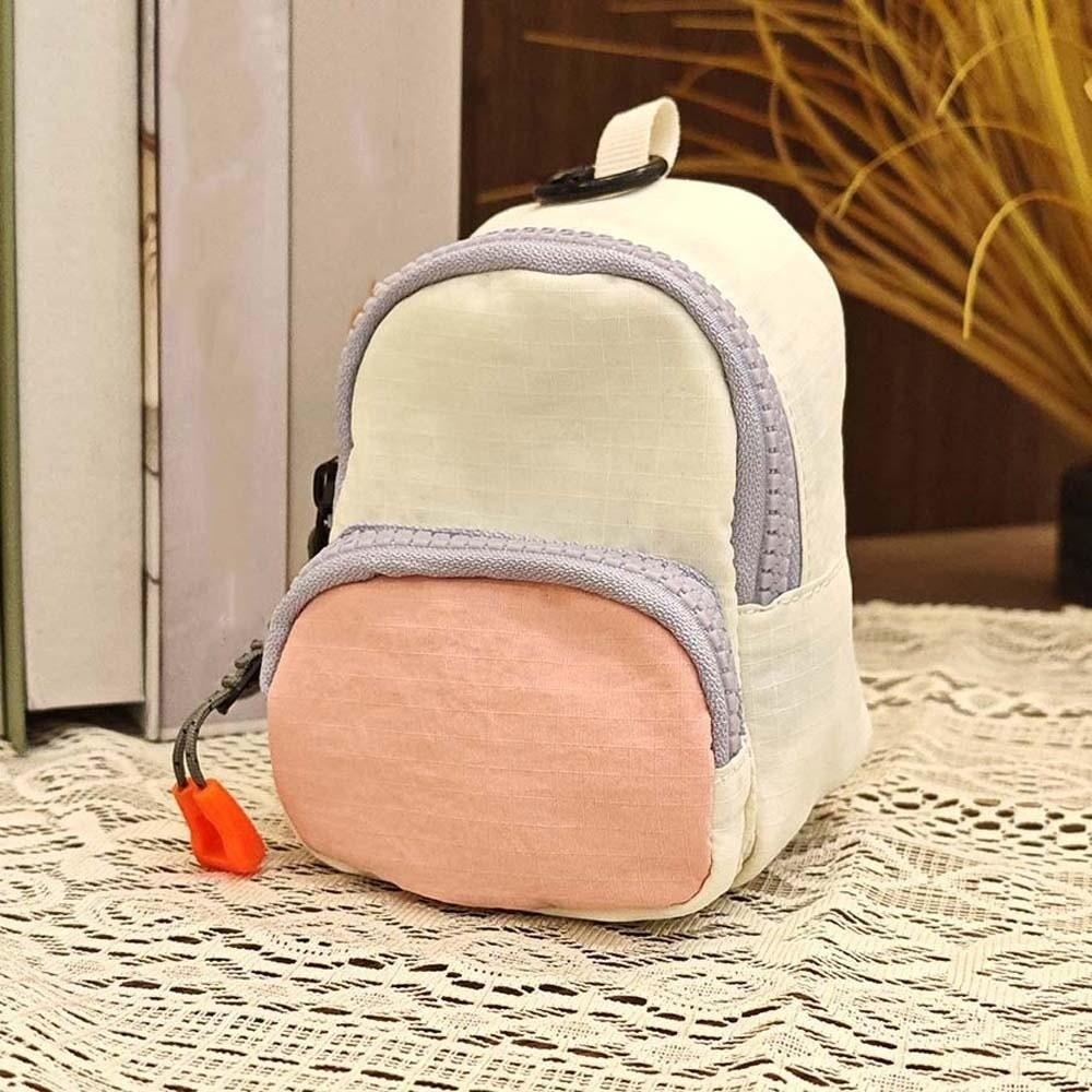 

Square Hanging Neck Coin Purse Backpack Shaped Casual Oxford Cloth Mini Wallet Contrast Color Anti-splash Water