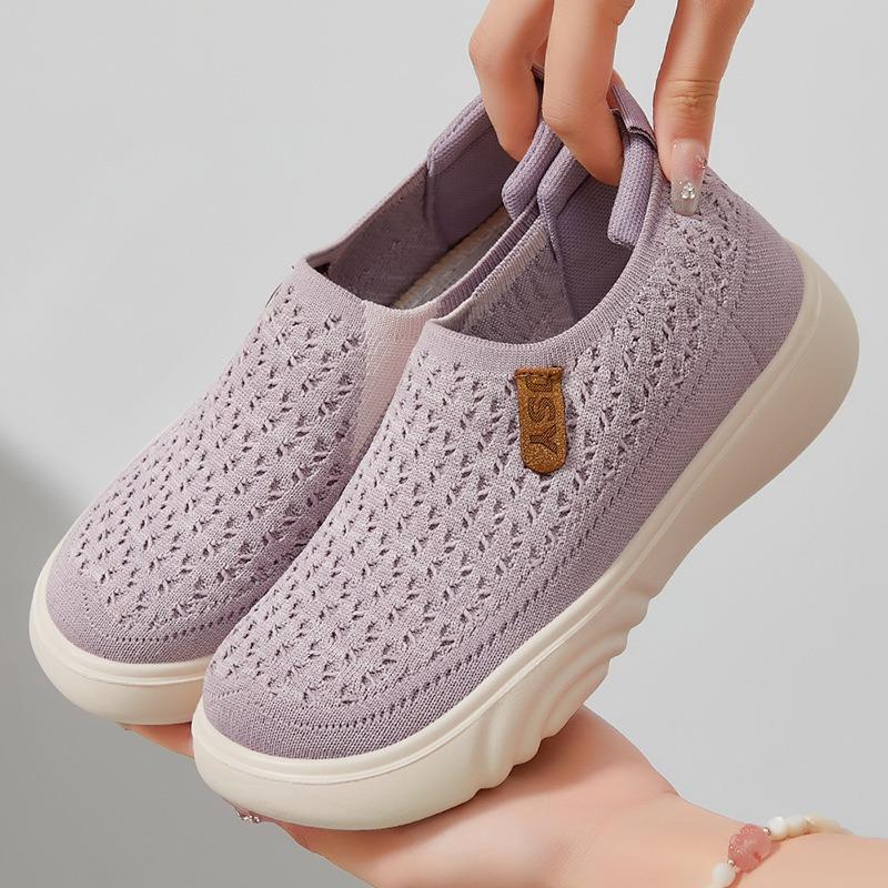Shoes Women's Shoes Versatile Spring Flying Weaving Breathable Non-Smelly Feet Casual Shoes Soft-soled Sneakers Mesh Breathable Single Shoes