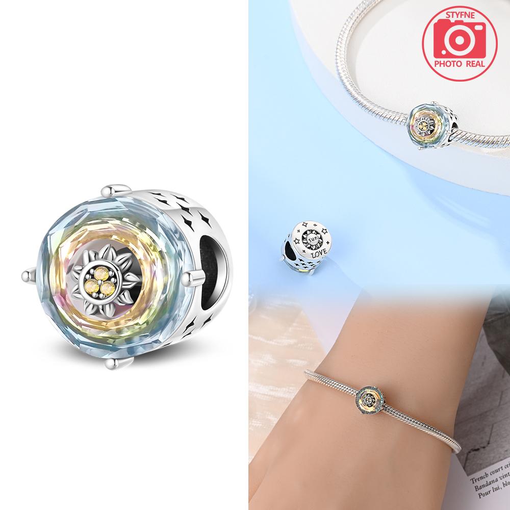 Copper Colors Magic Zircon Sparking Sun Elegant Lotus Charm Bead Charms Bead Charms Compatible With Authentic Bracelets Do It Yourself Fine Jeweller