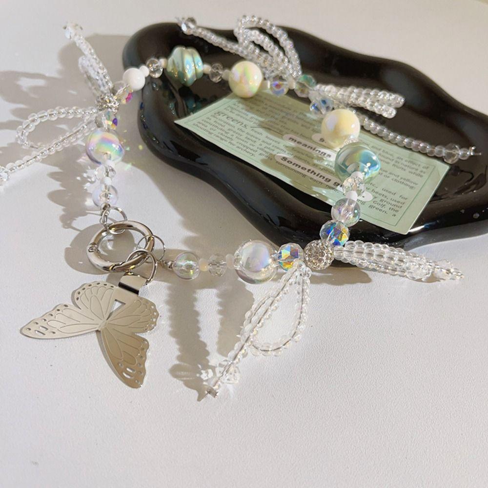 Candy Color Bead Phone Pendant Cute Phone Wrist Strap Lovely Beaded Phone Chain  Decoration