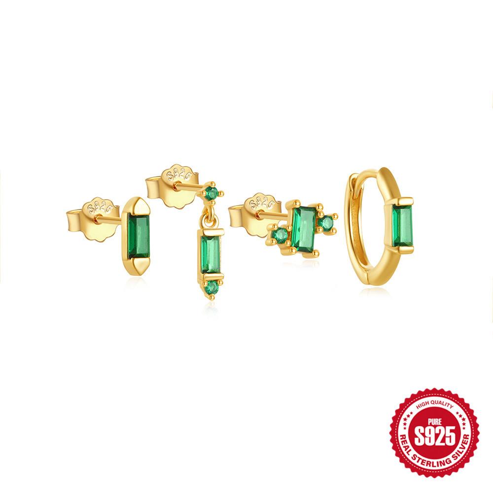 S925 Sterling Silver Flower Diamond Set Of 4 Daily Matching Temperament Earrings Set Premium Opal Opal