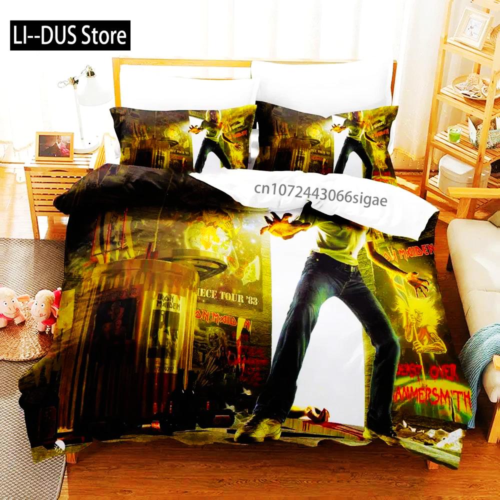 Hip Hop Heavy Metal Maiden 3-piece Cartoon Anime Duvet Cover Sets For Adult Boy bedroom Luxury Printed Bedding Set