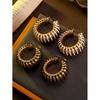 Vintage Enamel Threaded Steel Needle Earrings Unique Personality Geometric Line Sense Female