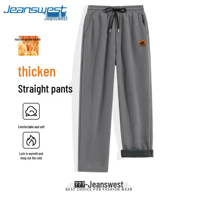 

Jeanswest Men s Winter Plush Corduroy Straight Pants with Maple Leaf Black Cat Print 3XL (180-200 lbs)