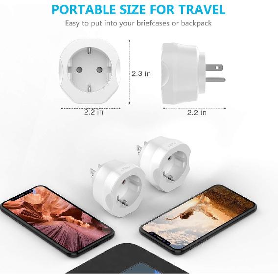 1 Pack an to US Plug Adapter, EU to US Adapter, to Travel Co