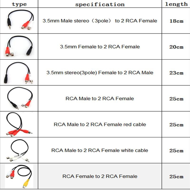 2pcs 3.5mm To RCA AV Adapter Cable 3.5mm Jack To 2 RCA Audio Video Converter Splitter Male/Female Cord for TV Speaker Car Audio